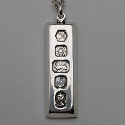 1977年 英国 純銀製 ジュビリーインゴットペンダント30g 純銀ネックレス付